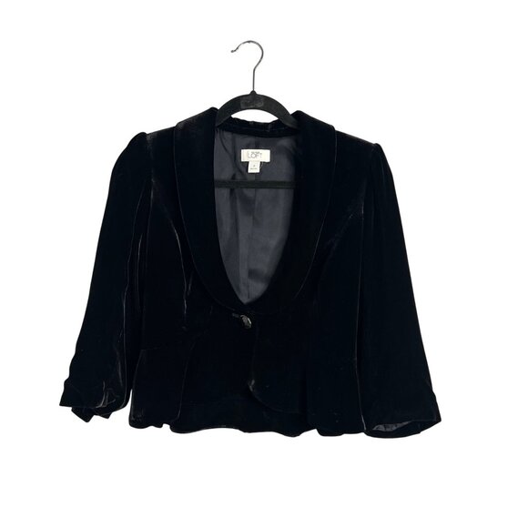 Vtg Y2K Velvet‎ Whimsigoth Blazer Jacket 0 Black Regal Renaissance Witchy Goth - Picture 1 of 8